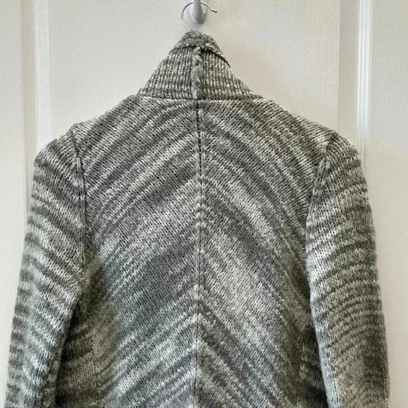 Ricki’s Cardigan Open Front Draped Collar Waterfall Sweater Grey White XS - Picture 6 of 15